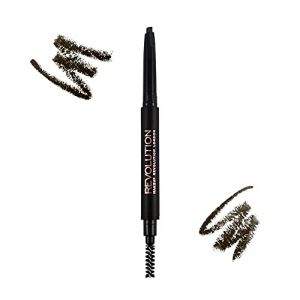 Makeup Revolution Duo Brow Definer Stylo &agrave; sourcils d'aspiration de pr&eacute;cision (marron fonc&eacute;) (Dealon, neuf)