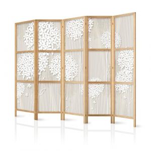 murando - Paravent Intérieur Japonais 225x172 cm - Séparateur de Pièce en Bois Naturel - Paravent Oriental Portable et Pliable - Motif Floral Élégant avec Fleurs Délicates b-B-0278-bh-c (murando, neuf)