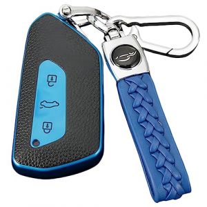 Z.MYUKI 【6 couleurs】 Elroq Coque clé avec porte Clef pour Skoda Elroq 2025 2026 Accessoire Protection clé (Bleu) (Z.MYUKI-EU, neuf)