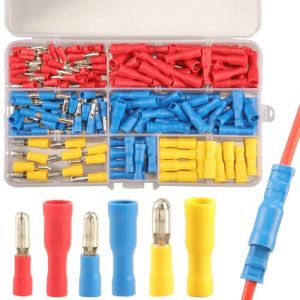 180pcs Bullet Connecteurs Kit Mâle et Femelle, Connecteur Electrique Moto Automobile Cosse Electrique Moto a Sertir, Bullet Terminal Cosse Ronde Cosses à Sertir Connecteurs de Fils, Bornes à Sertir (Feggizuli-EU, neuf)