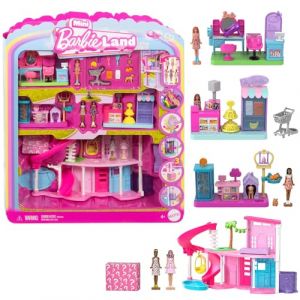 Barbie Coffret Maison de Rêve 4-en-1 Mini BarbieLand avec Maison de Rêve et 3 Autres Coffrets thématiques, 4 poupées de 4 cm, mobilier et Accessoires, JGL31 (Importtoys_1, neuf)