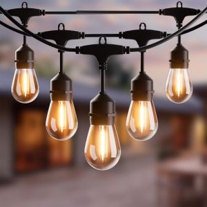 Yuucio Guirlande Lumineuse Extérieure 15M,Guirlande Lumineuse Exterieure LED S14 E27 Ampoules IP65 Imperméable Connexion Chaîne Lumiere Exterieur pour Jardin, Noël, Mariage, Boutique Blanc Chaud 2700K (NIIU, neuf)