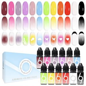Babyongle Airbrush Gel Nail Polish,15ml 12 Couleurs Gel pour A&eacute;rographe Ongle,Sans Dilution Gel UV LED Airbrush Ongle,Effet Baby Boomer &agrave; l&rsquo;A&eacute;rographe,D&eacute;grad&eacute;/Ombr&eacute; Nail Art Usage Salon & Maison (Babyongle, neuf)