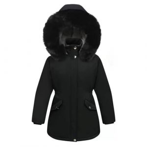 Manteau Enfant Fille Capuche Coupe-Vent Chaude Manteau Manche Longue Doux Automne-Hiver Doudoune Zippée Légère Décontracté Blouson Vacances Sport Enfant Fille Vêtements D'extérieur(Black,7-8 ans) (yiTuIsI, neuf)