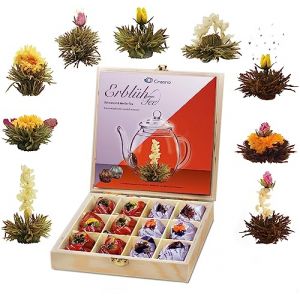 Creano Coffret Cadeau Fleurs de Thé dans une Boîte à Thé en Bois | 12 Thés Fleuris dans 9 Sortes de Thé blanc et de Thé noir (Creano, neuf)