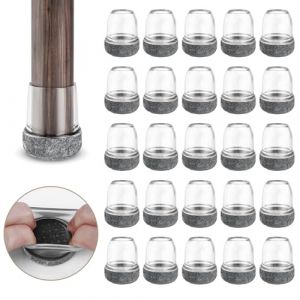 RCHYFEED 24 pi&egrave;ces Protection pour Pieds de Chaise 22-26mm avec Rembourrage en Feutre Transparent, Couvre Pieds de Chaise Meubles en Silicone 1" Protege &eacute;lastique, Patins Embout de Chaise en Feutre (RCHYFEED-FR, neuf)