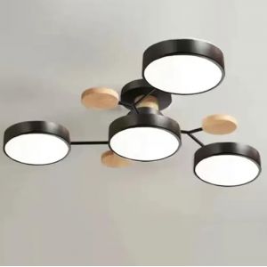 YDIJFLL Moderne LED Plafonnier Bois Vert Semi Encastr&eacute; Plafonnier 4/5/6/7 Mol&eacute;Cule Nordique Gris Cercle Rond Acrylique Abat-Jour Blanc Luminaire pour Salon, Chambre &agrave; Coucher(Size:4Lights,Color:B) (Althira, neuf)