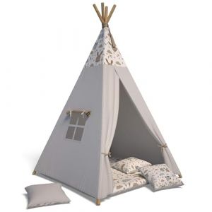 Best For Kids Tente Tipi | Tente de Jeux Enfant avec 3 Coussins Moelleux | Tipi Enfant Interieur Durable pour Chambre en Coton Naturel | Tente Indienne avec fen&ecirc;tre Enroulable et volet Roulant (4myBaby GmbH, neuf)
