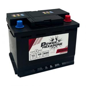 Batterie voiture 12V 60Ah AGM Start & Stop - 540A au d&eacute;marrage - Batterie auto sans entretien - Format compact pour v&eacute;hicules modernes - Remplacement origine - Power Hexagone (BATTERIES HEXAGONE, neuf)