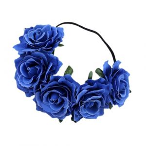 Couronne de fleurs de roses artificielles pour cheveux - Couronne de fleurs artificielles - Couronne de fleurs - Couronne de roses en tissu bohème (yeofuy, neuf)