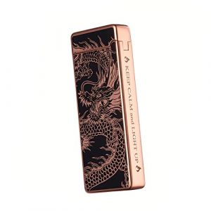 Personnalisé Briquet Électrique Indicateur de Batterie Briquet USB Plasma Rechargeable Coupe-Vent & sans Flamme, Briquet Double Arc avec Indicateur de Batterie pour Bougies/(Dragon Personnaliser) (joygalaxy, neuf)