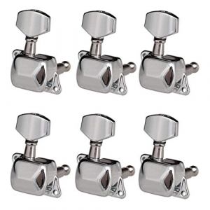 HUIOP 6 pièces de cordes de guitare accordeurs de cordes mécaniques semi-fermées mécaniques mécaniques accordeurs pour guitare électrique guitare acoustique (6 droite, argent),touches de réglage,Bouto (minimin, neuf)