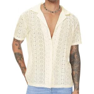 FEOYA Gilet Transparent Homme Debardeur Maille Sexy Fishnet D&eacute;guisement Disco Chemises Brillant T Shirt Tag 2XL=EU XL (HUIXINEU, neuf)