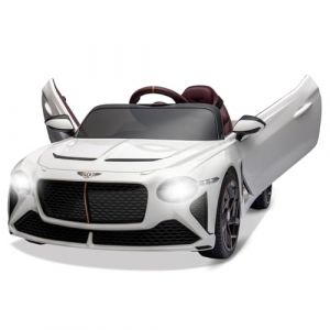 Voiture &eacute;lectrique pour Enfants, 12V sous Licence Bentley Bacalar V&eacute;hicules &eacute;lectriques avec t&eacute;l&eacute;commande parentale, Porte Ciseaux, Suspension, 3 Vitesses, lumi&egrave;res LED, klaxon,Blanc (XiangguanUK, neuf)