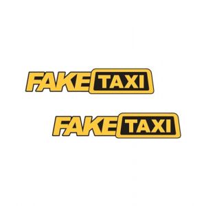 FakeTaxi Lot de 2 autocollants en vinyle laminé polymère découpé pour voiture JDM Tuning OEM Jaune et noir (STICKERSRACING, neuf)