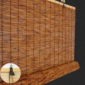 KDDEON Rétro Carbonisation Rideau de Roseau Pare-Soleil,Store en Bambou Stores Enrouleurs en Bambou,Stores en Bambou Rideau de Paille,pour Extérieur/Patio,Personnalisable (140x280cm/55x110in) (yangxiaozahuodian, neuf)