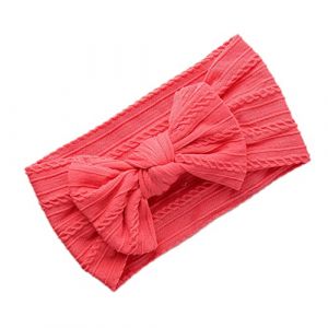 Bandeau pour bébé fille - En nylon doux - Large bandeau avec nœud - Bandeau élastique - Pour nouveau-né et enfant - Rouge pastèque (Blausky, neuf)