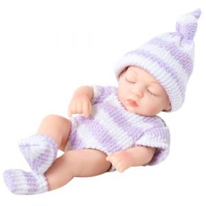 JAWSEU Poup&eacute;es Bebe, 18cm Bebe Reborn Silicone Poup&eacute;e B&eacute;b&eacute; Reborn Poupee Reborn Fille Realiste Nouveau-N&eacute; avec V&ecirc;tements Lavable Poupee Reborn Endormie Jouet Cadeau pour Enfant Fille Gar&ccedil;on (Haptre, neuf)