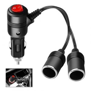 1 à 2 Rallonge Allume Cigare, Double Prise 12V/24V Adaptateur Répartiteur avec Interrupteur et Fusible 15A, Câble Extension 1m 18AWG Splitter, Voiture, Moto Chargez Plusieurs Appareils Simultanément (xinzhengshiqiluomaoyiyouxiangongsi, neuf)