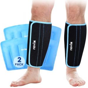REVIX XL tibia attelle Ice Bag r&eacute;utilisable gel Ice bag pour le soulagement de la douleur au mollet, &agrave; la jambe, au coude, enveloppe de glace au mollet (lot de 2) (Easinglife EU, neuf)