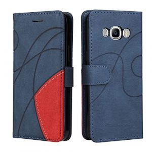 Fatcatparadise Coque pour Samsung Galaxy J5 2016 / J510, Etui en Cuir PU Portefeuille Housse Fermeture Magnétique und Flip Protection Case avec Antichoc TPU, Etui à Rabat, Fentes pour Cartes (Bleu) (Fatcatparadise, neuf)