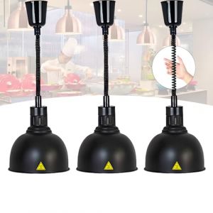 BOVDC Lampe Chauffante Cuisine Professionnelle, Lampe Chauffe Plat Cuisine Suspendu, 250W Lampe Chauffante Alimentaire R&eacute;glable Commerciale pour Cuisine, Restaurant et Buffet(C-25cm,3 Pi&egrave;ces) (吕梁市离石区旭升日杂店, neuf)