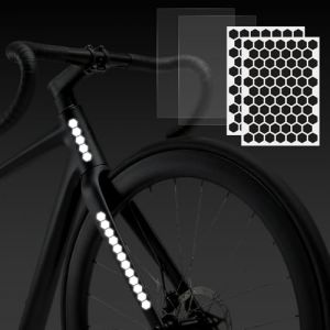 AOOSU Bandes Stickers Noirs R&eacute;tro R&eacute;fl&eacute;chissants, 2Pcs Kit 144 Stickers Autocollants Noirs R&eacute;fl&eacute;chissants Casque Moto Autocollant R&eacute;fl&eacute;chissant pour Casque Moto, V&eacute;lo, Trottinette（Exagone-2 * 1.5cm） (Huuyo, neuf)
