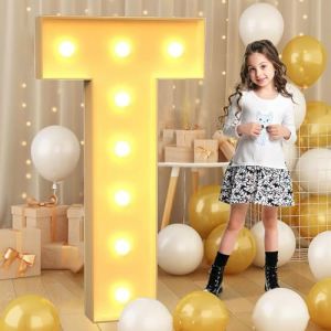 Lettre T géante lumineuse à DEL de 120 cm, panneau lumineux en mosaïque pour chapiteau, lettres LED pour Saint-Valentin, anniversaire, Noël, Nouvel An (TaiYuanCaiYiDianZiShangWuYouXianGongSi, neuf)