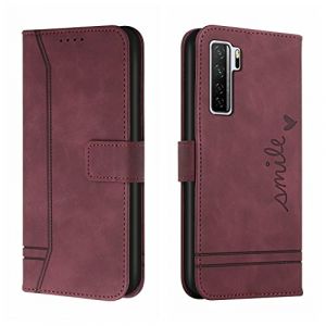 Bravoday Coque pour Huawei P40 Lite 5G / Nova 7SE 5G, Etui Cuir avec Magnetique, Flip Pochette Housse pour Huawei P40 Lite 5G / Nova 7SE 5G Protection, Vin Rouge (Bravoday, neuf)