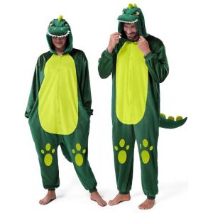 Spooktacular Creations Combinaison pyjama unisexe pour adulte Costume de dinosaure en peluche Costume d'Halloween mignon pour d&eacute;guisement, cosplay, d&eacute;coration d'Halloween, Grand (Joyin Direct, neuf)