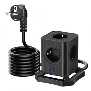 HyAdierTech Multiprise Cube, Bloc Multiprises avec 5 Prises avec 2 USB et 1 Type C Chargeur de Voyage, Multiprise USB Secteur 2M,Tour Multiprise Electrique Parafoudre pour Domicile et Bureau Voyage (MAZARACHE MARKET S.R.L., neuf)