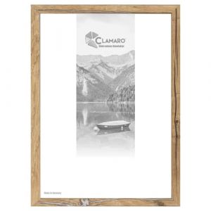 Clamaro COLLAGE Cadre Photo 100x120 | Ch&ecirc;ne ancien | Cadre en MDF avec verre acrylique incassable, panneau arri&egrave;re et crochets en m&eacute;tal (profil de cadre largeur 30 mm) (Clamaro, neuf)