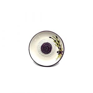 Kaladia - Assiette à râper en céramique - idéale pour le gingembre, le parmesan, etc. - Motif : fleur violette - Diamètre : 12 cm - fait à la main et peint à la main - Fabriqué en Espagne (Kaladia FR, neuf)