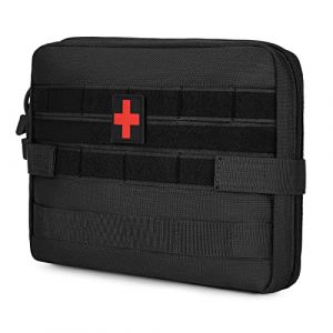 Huntvp Sac Tactique Molle Vide Petite Poche de Premiers Secours imperm&eacute;able Sac d'urgence Mini m&eacute;dicale Trousse m&eacute;dicale pour Chasse, Course, Camping randonn&eacute;e (Typ-2 Noir) (Tomibag-fr, neuf)