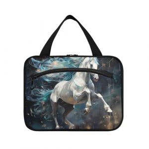 Linnyio Cheval De Neige Bleu Trousse de Toilette de Voyage Suspendue Maquillage,Grande Capacité Pliable Rangement Sacs de Lavage pour Femmes Filles (Linnyio, neuf)