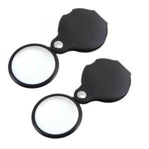 Loupe de Poche,2 PCS Loupe Pliante,Mini Loupe Pliante,Poche Pliable Loupe,Loupe Grossissante à Main,Loupe de Lecture,avec Étui de Protection Rotatif en Cuir,pour Cours de Science (Dengchaoshi, neuf)
