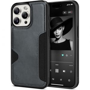 BEZ® Coque pour iPhone 15 Pro Max, Étui en Cuir Premium PU avec Porte-Cartes, Protection Antichoc Housse Compatible avec iPhone 15 Pro Max, Gris (TheBlingZ., neuf)