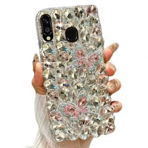 Rnrieyta Miagon Coque Papillon Diamant pour Samsung Galaxy A40,Strass Glitter 3D Fait &agrave; la Main Bling Brillant Paillette Silicone &Eacute;tui Housse Couverture pour Femme Fille (Miagon, neuf)