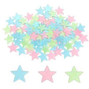 LEPZUR300 PCS &Eacute;toiles Lumineuses Chambre d'Enfant &ndash; &Eacute;toiles Lumineuses Autocollantes 3D, brillent dans le noir, d&eacute;coration chambre &agrave; coucher (100x rose, vert, bleu) (GloriseGO, neuf)