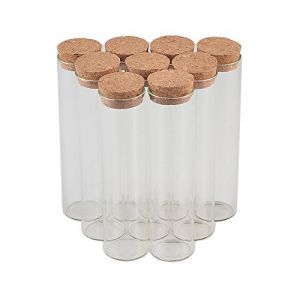 Jarvials 12pcs Bouteilles Tube a Essai Verre Transparente avec Bouchon en liège, capacité De Stockage De 50 ML, diamètre extérieur du Flacon De Tube à Essai De 30 mm (12, 50ml) (Bottles Factory Store, neuf)