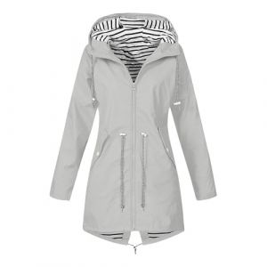 Manteau Demi Saison Femme Impermeable Capuche Longue Automne Veste a D'int&eacute;rieur V&ecirc;tements Hiver Vetement de Pluie Mi Saison Gris Clair a Capuche Sport Veste Imperm&eacute;able Femme Gris Clair XXL (MOKBAY, neuf)