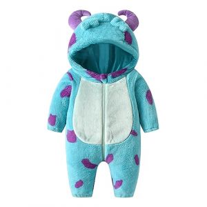 ESSECMBS Combinaison Monstre B&eacute;b&eacute; en Peluche Costume Animal Mignon avec Capuche D&eacute;guisement d'Halloween Grenouill&egrave;re &agrave; Manches Longues Fermeture &Eacute;clair 6 Mois &agrave; 5 Ans (Bleu, 3-4 Ans) (CHAUNGXIAN, neuf)