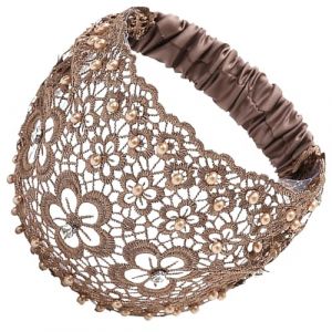 Foulard large en dentelle florale &ndash; Bandeau &agrave; cheveux avec perles en dentelle, bandeau pour cheveux en dentelle | pour cheveux pour femmes et filles, &eacute;charpe &agrave; cheveux tendance pour yoga, salle de (peiz, neuf)