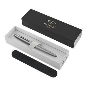 Parker Jotter XL Stylo &agrave; bille | Acier inoxydable monochrome | Pointe moyenne | Encre bleue | Coffret cadeau avec &eacute;tui en velours (Famica FR, neuf)