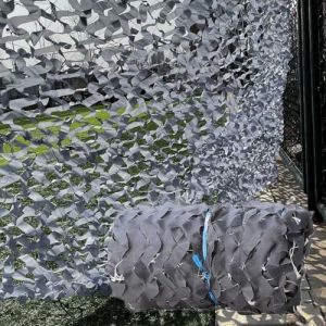 Filet de Camouflage Gris 3X4m 210D Tissu Oxford Voile d'ombrage Camouflage Net Militaire pour Parasol extérieur Camouflage de Chasse décoration de fête Housse de Voiture (Defend-kit, neuf)