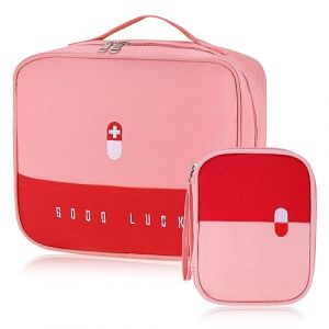 Trousse de Secours Vide, Trousse de Secours Complete, Trousse Premier Secours, 1 Grand Trousse Pharmacie Voyage avec 1 Mini Sac à Médicament, Trousse Secours d'Urgence pour Voyage, Camping (Rose) (FtrsTrade, neuf)