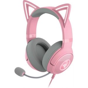 Razer Kraken Kitty V2 Casque Filaire USB RGB : Chroma Kitty Ears - Éclairage réactif - Micro cardioïde HyperClear - Pilotes Triforce 40 mm - Son Surround 7.1 - Quartz Rose (Reconditionné) (FatBat - Haute qualité et prix bas!, neuf)