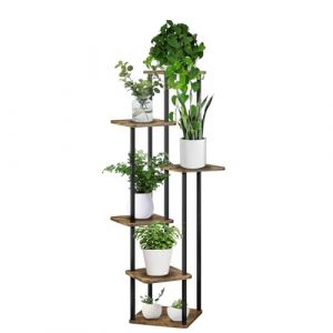 MUAEEOK Support pour plantes d'intérieur à 6 niveaux en métal pour plusieurs plantes, supports de fleurs d'angle pour terrasse, jardin, salon, balcon, chambre à coucher (6 niveaux, noir) (BoYee-eLife, neuf)