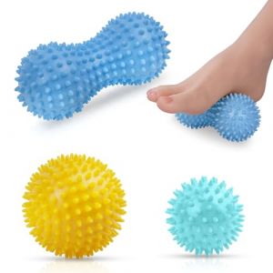 URAQT Set unique de 3 balles de massage diff&eacute;rentes,Massage de Trigger Point, Boule Myofasicale, Boule d'exercice,Balle de Massage Pour Masser les Pieds, dos, &eacute;paules,Bras,Bleu Clair (withchance, neuf)