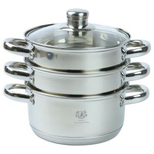 KARL HAUSMANN Cuit-Vapeur Inox - 2.4L - 18cm - Casserole Vapeur Argent&eacute;e - Cuisson Vapeur Compatible Induction - Cuiser Vapeur Pommes de Terre - Cuiseur Vapor Inox avec Insert - Faitout Steam Cooking (Kraken Chairs, neuf)